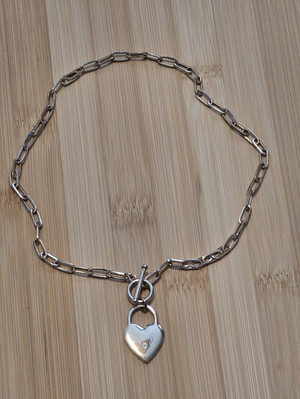 🙈🙉🙊Silence + Noise Style Heart Padlock Toggle Paperclip Chain Choker💛